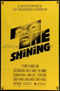 7h694 SHINING 1sh '80 Stephen King & Stanley Kubrick horror masterpiece, crazy Jack Nicholson!