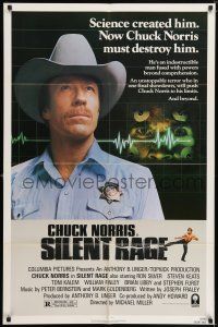 7h698 SILENT RAGE 1sh '82 science created him, now Chuck Norris must destroy him!