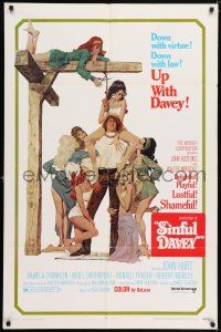 7h702 SINFUL DAVEY 1sh '69 John Huston, Scottish sex that is playful, lusty & shameful!