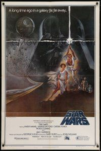 7h743 STAR WARS 2nd printing style A 1sh '77 George Lucas classic sci-fi epic, art by Tom Jung!