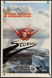 7h758 STORMY 1sh '80 an erotic explosion of hurricane force, wild art of flying naked woman!