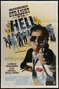 7h760 STRAIGHT TO HELL 1sh '87 Alex Cox, a story of blood, money, guns, coffee & sexual tension!