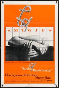 7h780 SUNDAY BLOODY SUNDAY 1sh '71 directed by John Schlesinger, Glenda Jackson, Peter Finch!