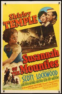 7h792 SUSANNAH OF THE MOUNTIES style A 1sh '39 Randolph Scott, Margaret Lockwood, Shirley Temple!