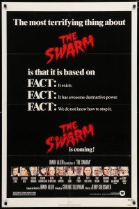7h793 SWARM 1sh '78 directed by Irwin Allen, all-star cast, killer bee attack is coming!