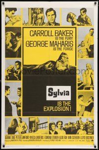 7h801 SYLVIA 1sh '65 sexy Carroll Baker is the fury, George Maharis is the force!