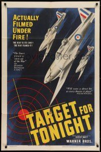7h816 TARGET FOR TONIGHT 1sh '41 cool art of WWII fighter planes, actually filmed under fire!