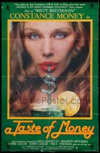 7h822 TASTE OF MONEY 1sh '83 Gianetti, sexploitation, image of Constance Money with dollar straw!