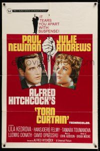 7h905 TORN CURTAIN 1sh '66 Paul Newman, Julie Andrews, Alfred Hitchcock