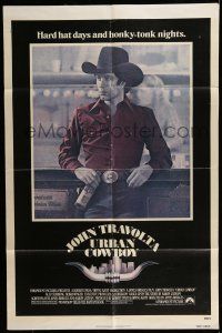 7h936 URBAN COWBOY 1sh '80 great image of John Travolta in cowboy hat with Lone Star beer!