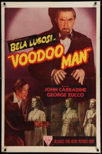 7h948 VOODOO MAN 1sh R50s Bela Lugosi, John Carradine, George Zucco