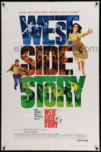 7h961 WEST SIDE STORY 1sh R68 Academy Award winning classic musical, Degen art!