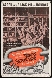 7h972 WHITE SLAVE SHIP 1sh '62 L'Ammutinamento, art of sexy caged women in a black pit of horror!