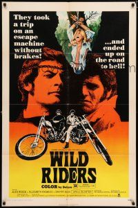 7h979 WILD RIDERS 1sh '71 Alex Rocco & another biker end up on the road to Hell!