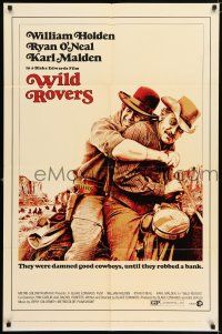 7h980 WILD ROVERS 1sh '71 great close up of William Holden & Ryan O'Neal on horse, Blake Edwards