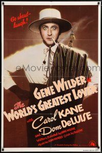 7h988 WORLD'S GREATEST LOVER int'l 1sh '77 Dom DeLuise, most romantic Gene Wilder, great image!