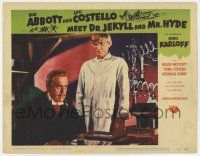 7j054 ABBOTT & COSTELLO MEET DR. JEKYLL & MR. HYDE LC #4 '53 Boris Karloff & John Dierkes in lab!