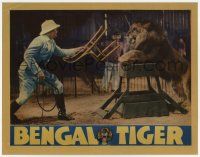 7j090 BENGAL TIGER LC '36 cool image of circus lion tamer performing with whip & chair!