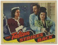 7j217 FALCON STRIKES BACK LC '43 Jane Randolph watches Tom Conway grab Rita Corday with gun!