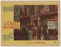 7j277 GREAT MOMENT LC #8 '44 directed by Preston Sturges, Joel McCrea announces his new discovery!