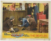 7j293 HELP LC #4 '65 The Beatles, John, Paul, George & Ringo check out trap door by bar!