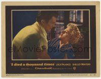 7j313 I DIED A THOUSAND TIMES LC #3 '55 c/u of Mad Dog Earle Jack Palance grabbing Shelley Winters