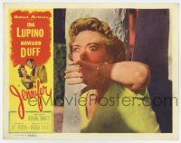 7j345 JENNIFER LC '53 super close up of Ida Lupino, terrified of a murderer!