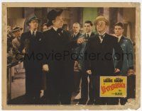 7j349 JITTERBUGS LC '43 Stan Laurel & Oliver Hardy in wacky dress clothes stared at in hotel!
