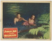 7j360 JUNGLE JIM LC #8 '48 Johnny Weissmuller & Lita Baron swimming in jungle lake!
