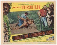 7j361 JUNGLE JIM IN THE FORBIDDEN LAND LC '51 Johnny Weissmuller in death struggle with native!