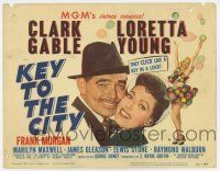 7j373 KEY TO THE CITY TC '50 Clark Gable, Loretta Young + sexy Marilyn Maxwell wearing balloons!