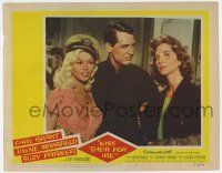 7j383 KISS THEM FOR ME LC #4 '57 Cary Grant between beauties Jayne Mansfield & Suzy Parker!