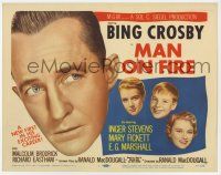 7j461 MAN ON FIRE TC '57 huge head shot of Bing Crosby, who wants to keep custody of his child!