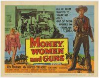 7j496 MONEY, WOMEN & GUNS TC '58 cowboy Jock Mahoney w/revolver, cool poker gambling image!
