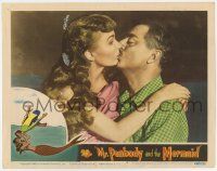 7j508 MR. PEABODY & THE MERMAID LC #6 '48 best c/u of William Powell kissing mermaid Ann Blyth!