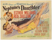 7j524 NEPTUNE'S DAUGHTER TC '49 wonderful art of sexy swimmer Esther Williams & Red Skelton!