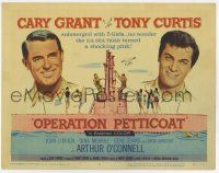 7j567 OPERATION PETTICOAT TC '59 great artwork of Cary Grant & Tony Curtis on pink submarine!