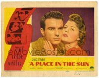 7j615 PLACE IN THE SUN LC #1 '51 romantic close up of Montgomery Clift & Shelley Winters!