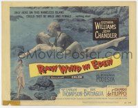 7j655 RAW WIND IN EDEN TC '58 sexy Esther Williams & Jeff Chandler kissing in the ocean!