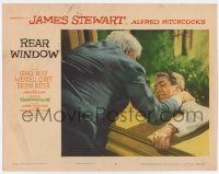 7j658 REAR WINDOW LC #3 '54 Alfred Hitchcock, Raymond Burr pushes Jimmy Stewart out of window!