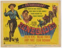 7j679 RENEGADES TC '46 Evelyn Keyes with her gun in her hands and her man in her arms!