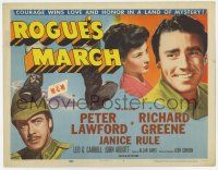 7j703 ROGUE'S MARCH TC '52 Peter Lawford, Janice Rule & Richard Greene in a land of mystery!