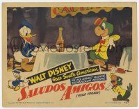 7j718 SALUDOS AMIGOS LC '43 Disney, cartoon image of Joe Carioca & Donald Duck sitting at table!