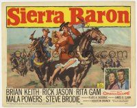 7j736 SIERRA BARON TC '58 cool western art of sexy woman being rescued by cowboys on horseback!