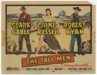 7j757 TALL MEN TC '55 full-length art of sexy Jane Russell showing leg, Clark Gable & Robert Ryan!