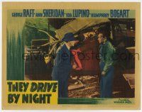 7j008 THEY DRIVE BY NIGHT LC '40 man in fedora questions bloody George Raft after truck crash!
