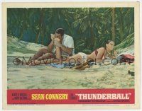 7j765 THUNDERBALL LC #2 '65 Sean Connery as James Bond sucks poison from Claudine Auger's foot!