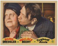 7j775 TUGBOAT ANNIE LC '33 super close up of Wallace Beery nuzzling Marie Dressler wearing cap!