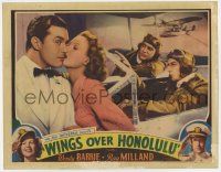 7j790 WINGS OVER HONOLULU LC '37 Ray Milland in airplane & in tuxedo kissed by Wendy Barrie!