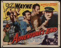 7k431 ADVENTURE'S END red title style 1/2sh R49 sailor John Wayne, fighting guy on ropes!